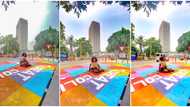 Young lady turns Lagos floor space into magnificent painting, photos of her artwork wows many Nigerians
