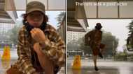 Won't he fall? Reactions as man dances inside rain with amazing leg moves, video goes viral