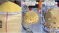 "Una don start again": Video shows birthday cake made with garri and groundnuts, surprises Nigerians