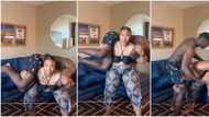 "I never see anything like this before": Strong lady carries boyfriend on her shoulders, uses him to workout