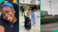 "Visa approved": Lady overjoyed as she finally leaves Nigeria, moves to UK in video, people react
