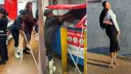 "I am not ashamed": Pretty lady who works as cleaner abroad shares video at workplace, warns friends