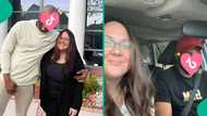 White woman flaunts Nigerian man she married one month after they met, hides his face with emoji