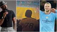 "No wonder": Peter Okoye of Psquare shares pics of a man rocking Eluu P jersey at Man City's Etihad Stadium