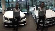 Social media calls young lady out after claiming her father bought her Mercedes-Benz car