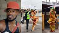 "You carry your wahala go UK": Drama as Broda Shaggi rocks masquerade attire on the streets of London
