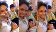 "His smile is priceless": Beautiful Nigerian lady marries Chinese man, shows off her cute oyinbo kids in video
