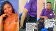 "God bless you": Lady makes sad security man happy, buys him cold malt and meat pie for breakfast