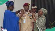 Jubilation as Tinubu decorates new FRSC marshal Shehu Mohammed in Abuja, photos trend