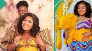 Actress Abena Ghana flaunts curvy look, poses with daughter in beautiful kente outfits, fans react