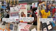 "Alexa play me Sabi Girl": Lady gets 60 seconds to shop for free, packs standing fan, microwave in supermarket