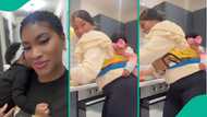 Carribbean lady overjoyed as she backs her baby comfortably in video, people react
