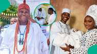 "Clap for Mo Bimpe's husband": Ooni teases Lateef Adedimeji as he celebrates actor's triplets' birth