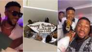 Actor Charles Okocha goes gaga, scatters birthday cake after fan gifted him N10m as gift
