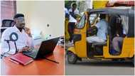 Nigerian man sees his former schoolmate hustling as keke driver in Lagos, gives him money and makes him smile