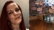 Smart woman decorates her house's floor with 50,000 coins, says she spent over 70 hours on the task