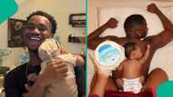 Sweet video as Festus Ojo finally meets his nephew, his reactions trends: "Congrats Festus baba"