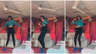 "Your papa parlor be like shrine": Very tall Nigerian lady in crop top dances in dad's humble home in video