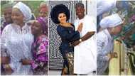 Mercy Aigbe welcomed like royalty as she visits hubby's hometown, women struggle to take photos with her