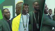 "Why are they laughing?" Nigerians react as Jay Jay Okocha meets Super Eagles players After 1-1 Draw