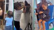 "Place her on salary": Resourceful baby girl helping her mother at hairdressing salon goes viral