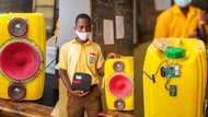 Junior secondary school student creates bluetooth speaker using yellow keg, photos go viral