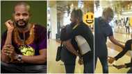 "I'm in tears of joy right now": Uche Maduagwu falls to his knees as he meets Tony Elumelu