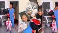 Actress Regina Daniels and son Munir dance in cute video as she gets surprise 22nd birthday treat from friend