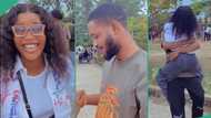 Nigerian lady publicly appreciates her man who helped her go to higher institution, hugs him