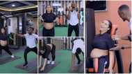 Sweet video as BBN's Saga & pregnant Maria link up at the gym stuns many, they engage in different exercises