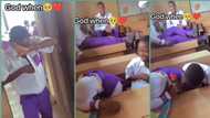 Valentine 2024: School boy walks confidently into class to give flower to female classmate