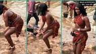 "Men will sell their lands to marry her": Thick Igbo lady with flexible waist dances at riverside