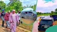“It’s her husband's doing”: Photos as Bauchi First Lady’s convoy gets trapped in mud, Nigerians react