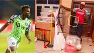 Celebrations as Super Eagles star donates multi-million naira sporting equipment to support grassroots football (photo)