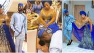 Anita Joseph's hubby puts shame aside, places actress' legs on knees, kisses them before Iyabo Ojo's guests