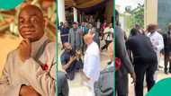 "What?" Bishop Oyedepo meets content creator who stopped mimicking him, video shows his reaction