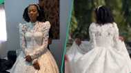 Bride displays wedding gown she ordered versus N200k dress she got, netizens react: "It's gorgeous"