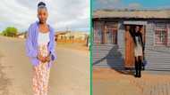 Lady, 20, builds tiny house on her land with roofing sheets, celebrates herself