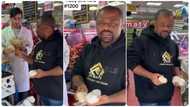 Nigerian man in UK visits store to buy 'Akpu', attendant tells him it goes for N1200 each, he reacts in video