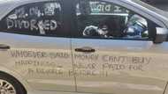 Divorced man scatters car with different celebratory messages, generates mixed reactions on social media