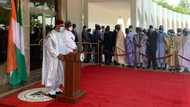 Breaking: Buhari in closed-door meeting with newly sworn-in president of Niger, photos, video emerge
