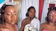 Bride ruins her makeup with tears of joy after watching herself in the mirror, stunned by her flawless look