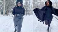 Actress Uche Jombo kits up in black outfit as she takes over Aspen mountain to celebrate birthday in style