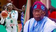 D'Tigress captain Amy Okonkwo reacts as players receive $100,000 cash reward from Tinubu