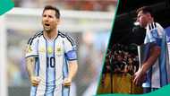 Lionel Messi reacts after breaking World Cup all-time top scorer record
