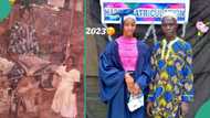 "Please make him proud": Lady recreates old photo she took with her father when she was small