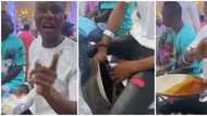 Reactions as man steals plate and spoon at event, refuses to spray cash because he hasn't been served food