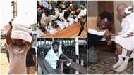 Throwback photos of TB Joshua capture moments he shared bags of food to poor people, cleaned church chairs