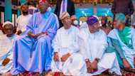 Nigerians ask why Tinubu prays on chair at Eid as photos emerge