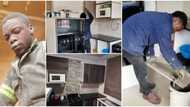 Young man who does interior decor to train himself in school shows off his hustle, photos cause stir